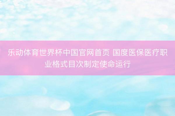 乐动体育世界杯中国官网首页 国度医保医疗职业格式目次制定使命运行