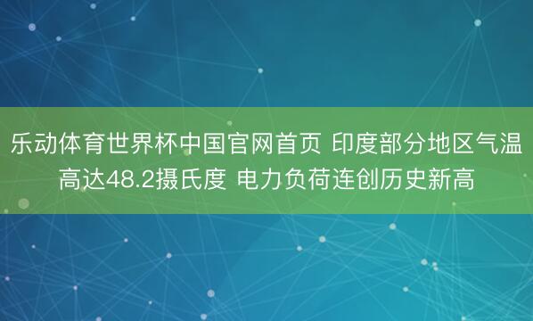 乐动体育世界杯中国官网首页 印度部分地区气温高达48.2摄氏度 电力负荷连创历史新高